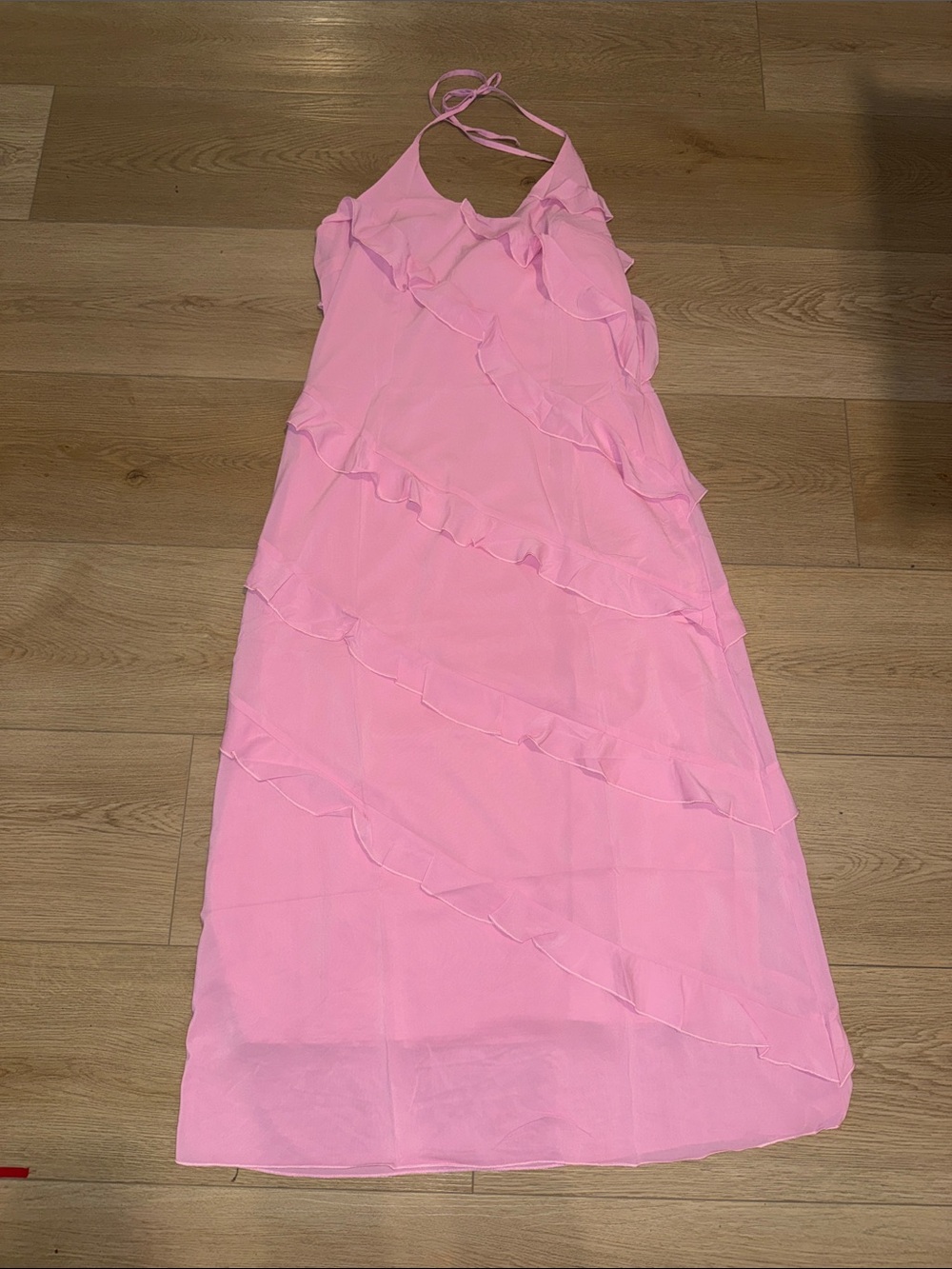 Pink Ruffle Strap Maxi Dress - Picture 2 of 2